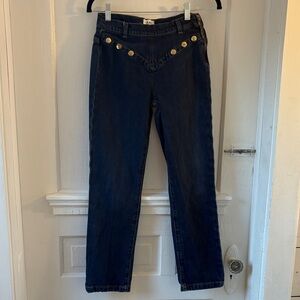 Frame Denim Women's Le High Dark Blue Jeans with Gold Buttons